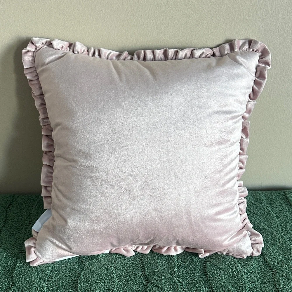 Shabby Chic Easter Egg 🥚 Pillow Pink Ribbon Bow Green Rose Ruffle Trim NEW!